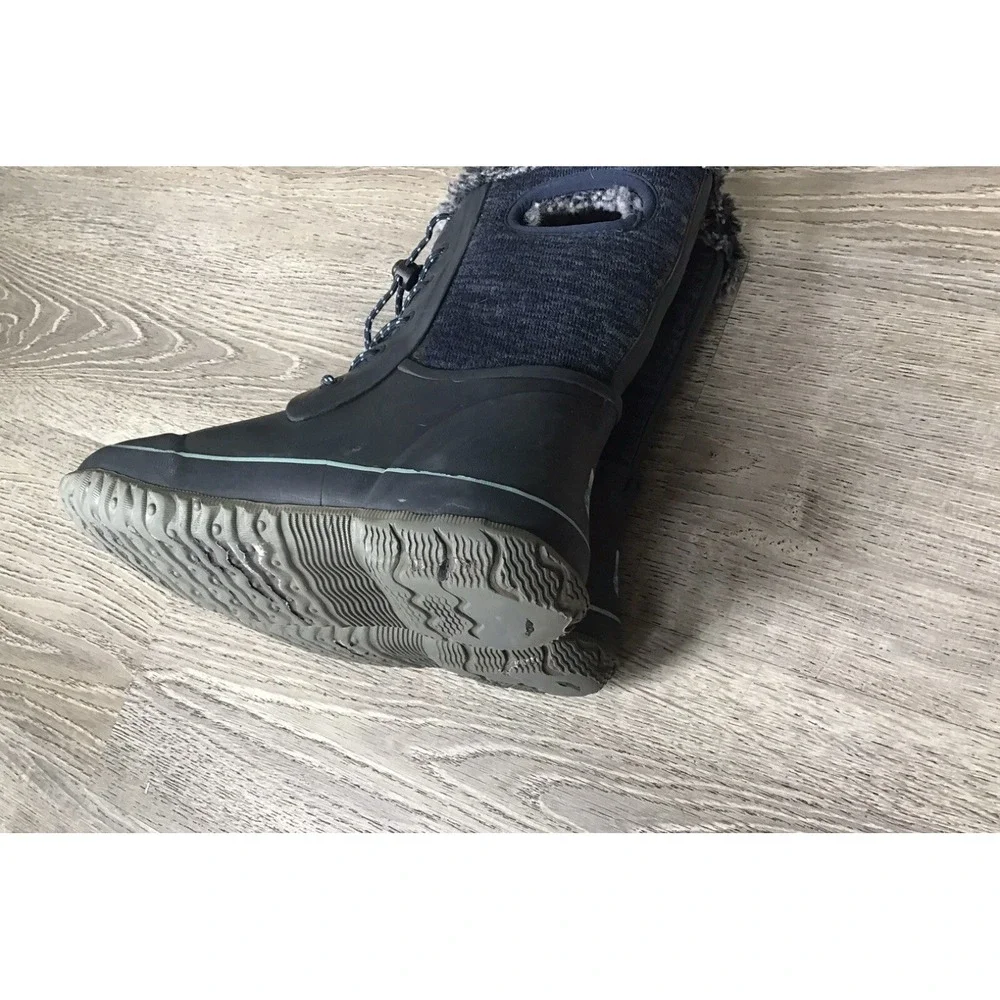 Bogs Youth Size 3 Arcata Girls Knit Blue Faux Fur Winter Snow Boots Waterproof